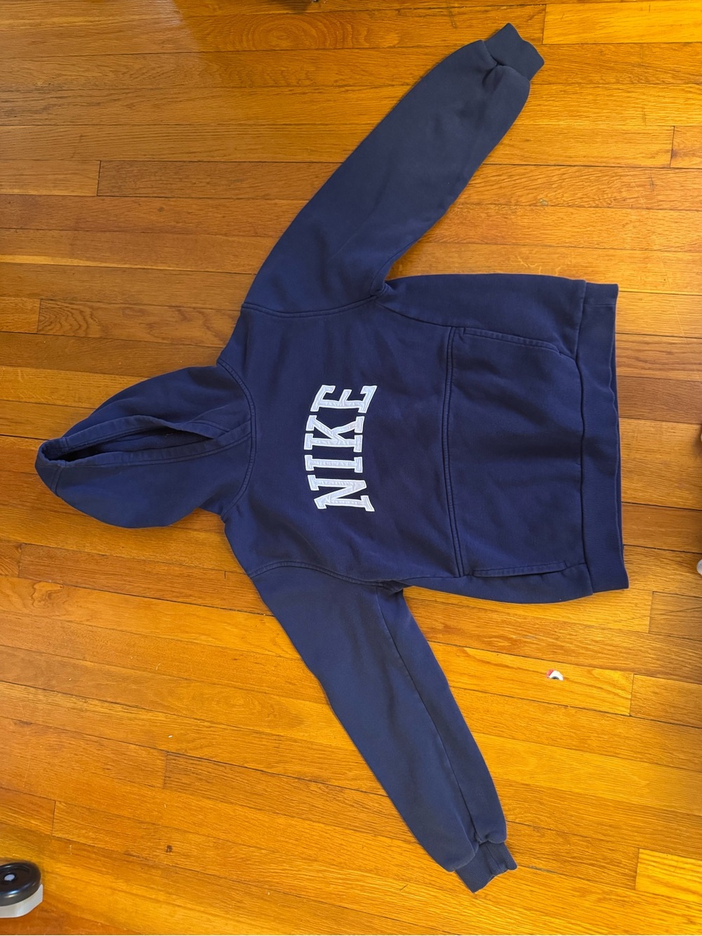 Nike Kids Navy Blue Hooded Sweatshirt with White Logo